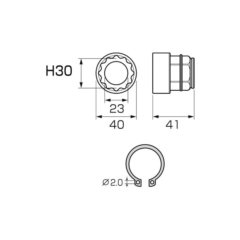 Anex AOA-3030 Offset Adapter 30, Dedicated Socket, 24mm Opposite Side