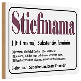 Holzschild Stiefmama | Definition | Geschenkidee | Dekoration | 20 cm x 30 cm