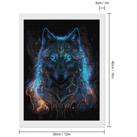 Fabioyar Diamond Art Kits for Adults - Frameless Cool Blue Light Wolf 5d Diamond Painting Kits for Adults Beginners for Home Wall Decor 12 X 16 Inch
