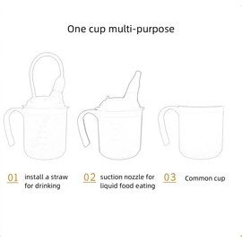 Measuring Cup for the Elderly, Straw Cup, Rice Flour, Paste, Water, Juice Cup, Includes Handle, For Bedridden Elderly, Patients, Unbreakable Cup, Graduated, No Spills, Portable, Drinking Cup,