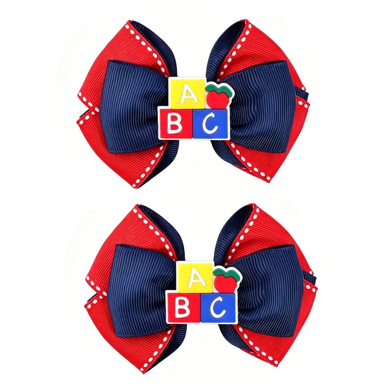 Back to School Hair Bow Clips with Alligator Clip ABC