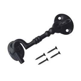 TERF® 75mm Heavy Duty Antique Black Cabin Door Hook and Eye Lock 75mm (3 inch) Cabinet Latch Catch including Fixing Screw For Door Gate Window Closet Shed Latch - Pack of 1