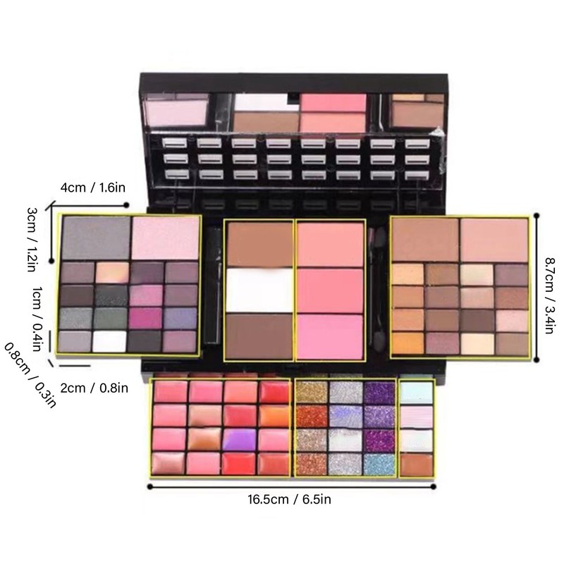 74 Colors Eye Shadow Kit Lip Gloss Eyeshadow Blusher High