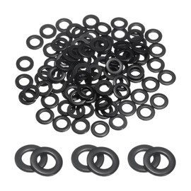 QUARKZMAN Pack of 100 M6 Stainless Steel Flat Seals, 6 mm ID x 12 mm OD x 1.5 mm Thick Black Galvanised Metal Washers for Screws and Bolts