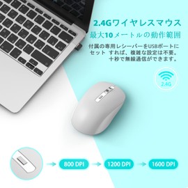 Bluetooth Mouse, J JOYACCESS 2.4G Wireless Bluetooth Mouse Dual Mode(Bluetooth 5.0/3.0+USB), Computer Mice for Laptop/Computer MacBook/Windows/MacOS/Android - Gray