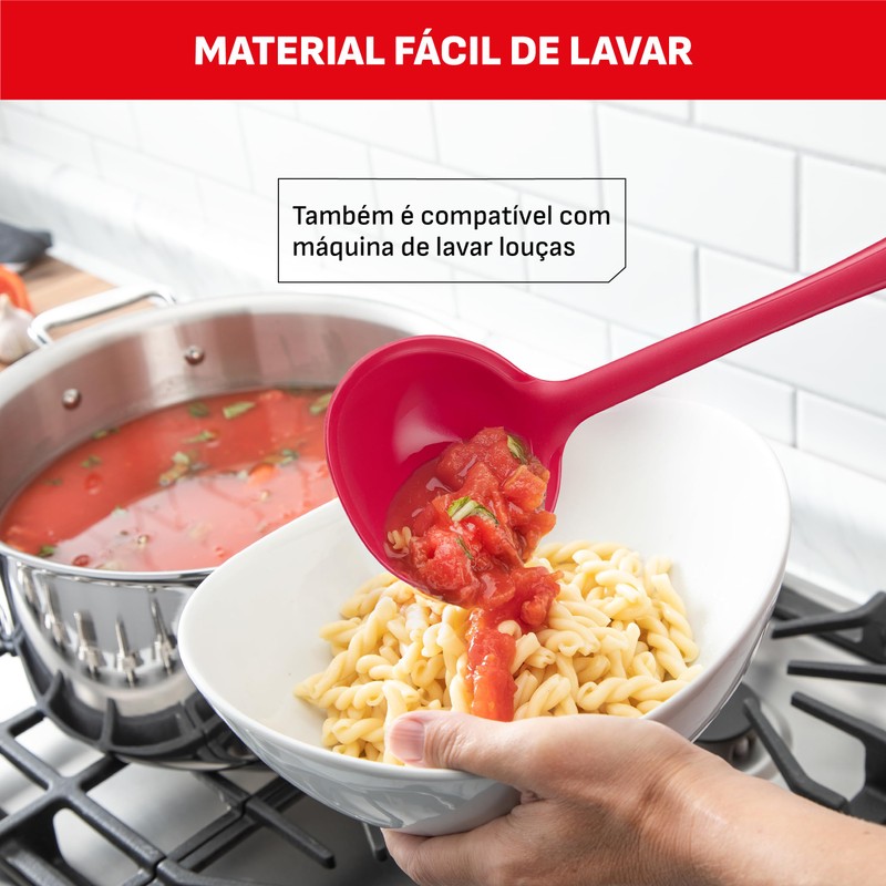 Tefal K12502 Ladle, Easy Pouring Head, Silicone Rubber, Scratch Resistant,