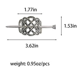 ZHOUMEIWENSP 1Pcs Silver Celtic Vintage Metal Hair Slide Hairpins Minimalist Hair Claw Hair Accessories Celtic Knot Hair Stick for Women and Girls (Style2)