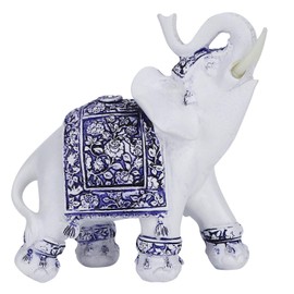 Wealth Elephant Statue,White Retro?European Resin Lucky Feng Shui Lucky Elegant Figurine Elephant Statue Collectible Ornament for Home Office Car Decoration (L/M)(2#)