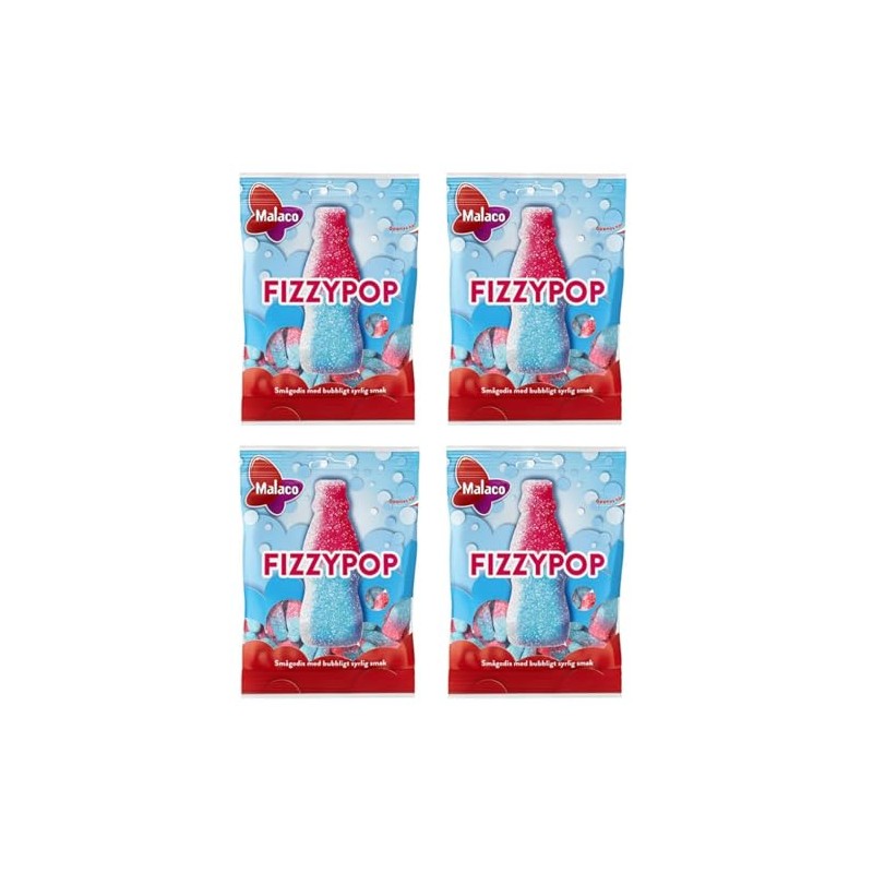 Malaco Fizzy Pop Sour Candy 4 packs of 80g