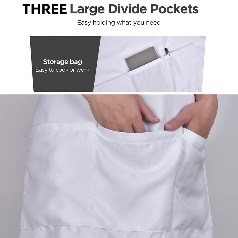 Morwealth Set of 4 Cooking Apron Sets, White Kitchen Apron