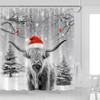 UOZXOML Christmas Highland Cow Shower Curtain Farmhouse Funny Western Cow
