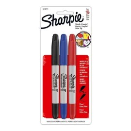 3 Marcador Permanente Sharpie Doble Punta Negro/azul/rojo