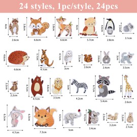 beinkmake 24Pcs Animals Embroidered Patches Woodland Animals Iron on Patches Cute Sew on Appliques Zoo Rabbit Squirrel Fox Lion for Clothes Shoes Backpacks Caps Hair Clips