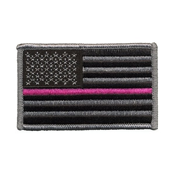 EMBROIDERED UNIFORM PATCHES & EMBLEMS USA Flag Patch - Pink Stripe - Normal Orientation - Sew On