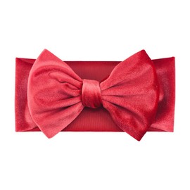 Koolgil Baby Girl's 7'' Soft Big Bowknot Velvet Headband Toddler Hairband for Photography Travel Party Festivals (Watermelon, One Size)