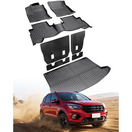 CreekT Custom Fit Floor Mats for Ford Escape 2013-2019 | Cargo Liner & Rear Seat Back Protectors for Ford Escape Accessories | All-Weather Rubber Mats, Full Protection for SUV, Durable & Easy to Clean