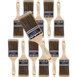 12PK 2.5 inch Flat Brush Premium Wall/Trim House Paint Brush Set Great for Professional Painter and Home Owners Painting Brushes for Cabinet Decks Fences Interior Exterior & Commercial Paintbrush.
