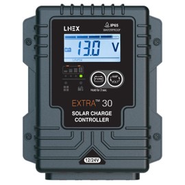 LNEX Solar Charge Controller Waterproof,30A Solar Panel Regulator with Temp Sensor,Backlit LCD, 12V/24V PWM Solar Controller for LiFePO4,AGM, Gel, Flooded and Lithium Battery