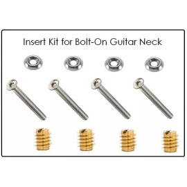 ahc STAINLESS STEEL Screws (4) Insert Kit for Bolt-On Guitar Neck Upgrade - Complete