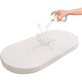 Baby Bassinet Mattress, Breathable, Hypoallergenic, Premium Foam, Non-Toxic, Oval Shaped with Removal Waterproof Cover,15" x 30" x 2'', White