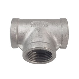 LOZOME 3/4" Stainless Steel Tee Female NPT Threaded T Shaped 3 Way Cast Pipe Fitting SS304