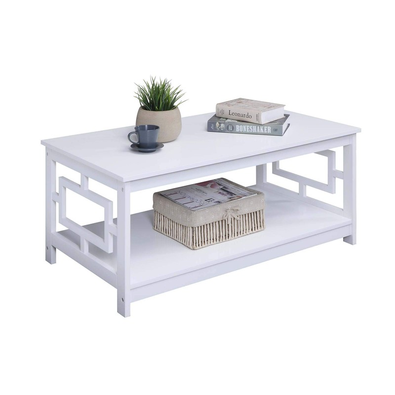 Town Square Coffee Table with Shelf, White