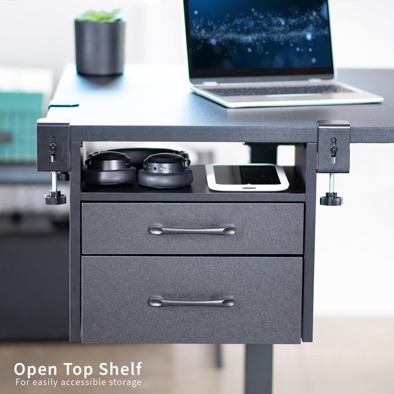 VIVO Corner Clamp-on Under Desk Drawer and Shelf System, Office