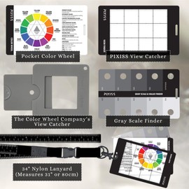 Artist Viewfinder and Color Checker Passport with Lanyard (Measures up to 31") – Pocket Color Wheel, Gray Scale Value Finder, White Balance Card for Camera Accessories for Photography