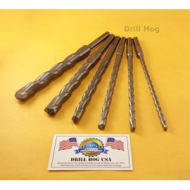 Drill Hog 6 Pc SDS Plus Masonry Bit 1/4 to 3/4 CARBIDE Tip Lifetime Warranty Drill Hog®