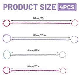 Fatiya 4 Pieces 25.1" & 35" Wrap Around Spiral Hair Ties for Sport, Colorful Elastic Sports Ponytail Holders, No Damage Stretchy Braided Hair Bands for Thin Long Curly Hairstyle Women Girls