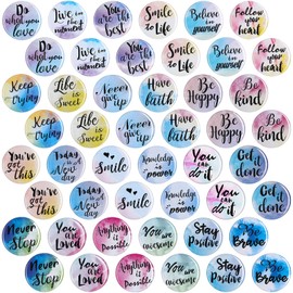 Inspirational Magnets Watercolor Round Motivational Magnets Inspirational Quote Refrigerator Magnets Cute Magnets with Quotes Encouragement Magnets for Locker Whiteboard (Classic Style, 48 Pieces)