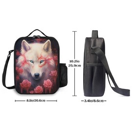 Ximjoju Insulated Lunch Bag, Reusable Portable Lunch Box With Shoulder Strap, Wolf Lunch Bag, Funny Cute Bento Lunchbox Cooler Thermal Meal Tote Kit