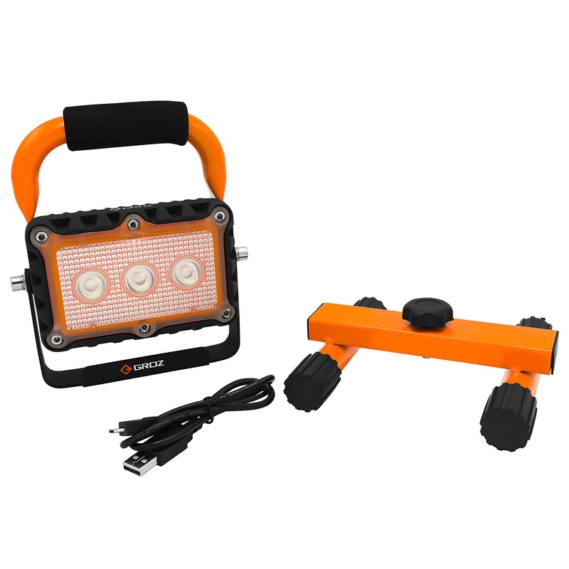 Groz 55035 LED 9W Rechargeable Site Lamp with Orange Stand