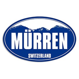 Oval Blue Mountain Murren Sticker (Snow ski Skiing Resort)