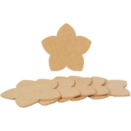 Country Love Crafts Flower Shaped Coaster Wooden Craft Blanks, Light Brown