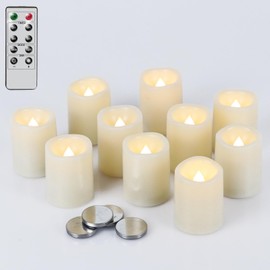 DRomance Flameless Flickering LED Votive Candles with Remote, Battery Operated TeaLights Battery Included,Warm White Light 1.5 x 2 inch Set of 10 for Christmas Decoration