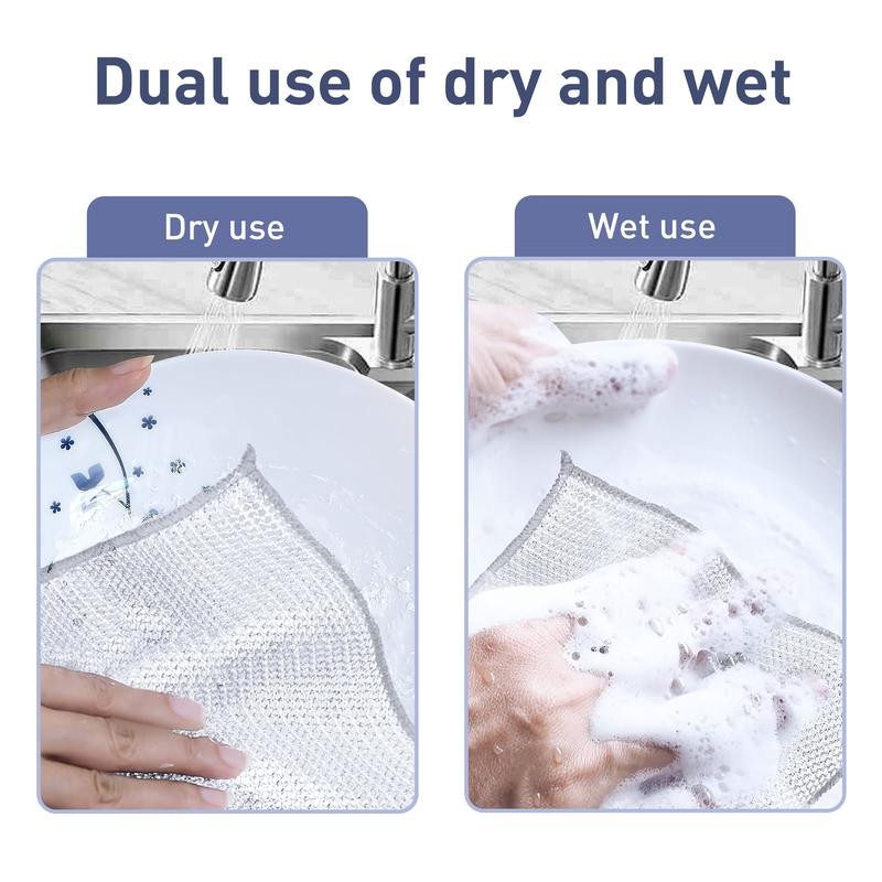 10 Counts Multipurpose Wire Dishwashing Rag, Double Layer Multipurpose Fiber