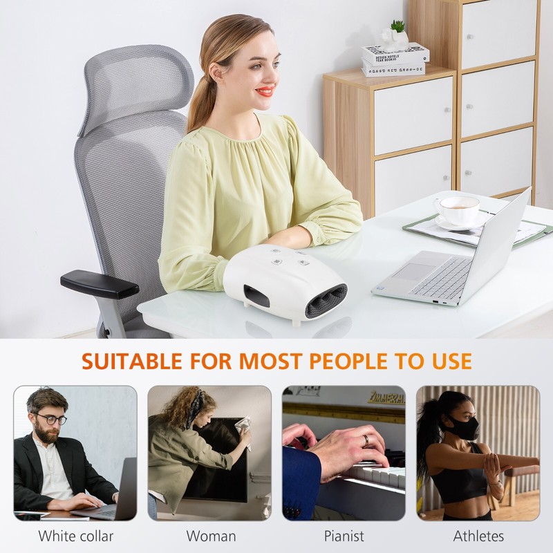 Snailax Hand Massager with Heat and Compression Cordless White Mother‘s