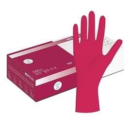 Nitrile Gloves in Size M, Pack of 100, Red, Nitrile Disposable Gloves, Single Gloves in Practical Dispenser Box, Ideal for Hygiene Areas - such as Food Industry, Cosmetics and Much More Latex-Free (M)