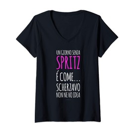 Donna Magliette Donna Divertenti Senza Maniche Giorno Senza Spritz Maglietta con Collo a V