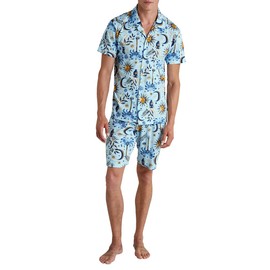 CALIDA Relax Magic Men's Buttoned Short Pyjamas 100% Cotton, Pottery Blue, 56
