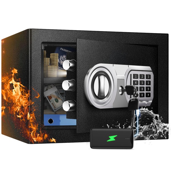 VaultHex Compact Safe for Bedroom or Desk with Alarm, USB-C