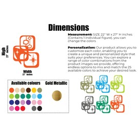 Retro Design Elements | Mid Century Modern Wall Decal | Atomic 1950s Starbursts | 60s 70s Geometric Stripes | Atomic Pattern | Vinyl Wall Decal