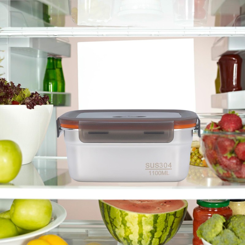 Generic Stainless Steel Rectangular Food Storage Container, 19cm x 9cm