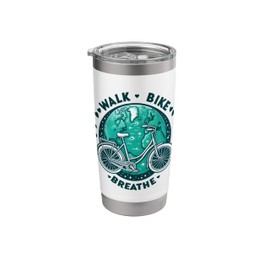 Eco-Friendly Walk Bike Sustainable Living Climate Action Stainless Steel Insulated Tumbler
