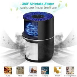 Himox HEPA Air Purifier Large BedRoom Filter for Allergies Smoker Pet Dust BLACK
