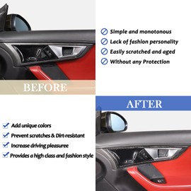 Daeiclru Soft Carbon Fiber Inner Door Handle Frame Cover Trim Compatible with Jaguar F-Type 2013-2024, Door Inner Grab Handle Trim Cover Sticker, Interior Accessories (Door Handle Frame Trim, Black)