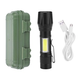 Portable Lightweight USB Rechargeable LED Flashlight COB Lamp Torch Flash