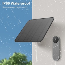12W Solar Panel for Video Doorbell Cameras - IP66 Waterproof, 360 Degree Adjustable Bracket with Charging Cable for Doorbell 2, 3+, 4 Plus, 2K Camera (CSP5W-O-B)