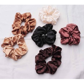 Ruwado 6 Pcs Hair Scrunchies Vintage Elegant Elastic Large Soft Satin Ponytail Hair Ties Accessories Ponytail Holder for Women Girls Thick Thin Hair Teens Hairstyle